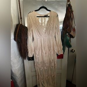 White/cream lace romper